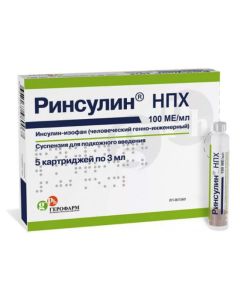 Insulin-yzofan chelovecheskyy genetically Inzhenernyi - Rinsulin NPH cartridges 100 IU / ml, 3 ml, 5 pcs. texas Pharmacy Online - texas.buy-pharm.com