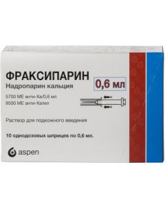 NADROPARINUM calcium - Fraxiparin solution d / subcutaneous injection 9,500 anti-XA IU / ml / 5700 IU Anti-Xa / 0.6 ml 0.6 ml syringes 10 pcs. texas Pharmacy Online - texas.buy-pharm.com