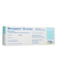 Methotrexate - Metojekt solution for p / leather. enter 50 mg / ml 0.25 ml (12.5 mg) syringe 1 pc. texas Pharmacy Online - texas.buy-pharm.com