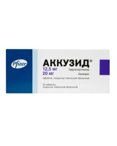 Hydrohlorotyazyd, Hynapryl - Akkuzid tablets are coated. 12.5 mg + 20 mg 30 pcs. texas Pharmacy Online - texas.buy-pharm.com