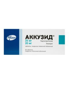 Hydrohlorotyazyd, Hynapryl - Akkuzid tablets are covered. 25 mg + 20 mg 30 pcs. texas Pharmacy Online - texas.buy-pharm.com
