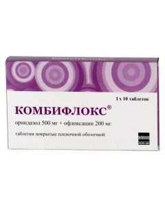 Ornidazole, Ofloxacin - Combiflox tablets 500 + 200 mg, 10 pcs. texas Pharmacy Online - texas.buy-pharm.com