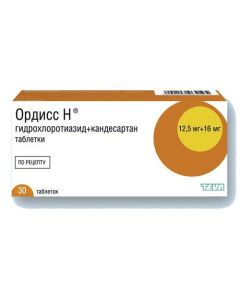 Hydrochlorothiazide, Candesartan - Ordiss H tablets 16 mg + 12.5 mg 30 pcs. texas Pharmacy Online - texas.buy-pharm.com