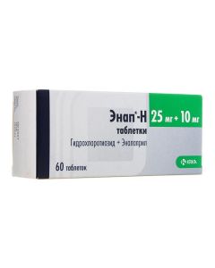 Hydrochlorothiazide, Enalapril - Enap-H tablets 25 mg + 10 mg 60 pcs. texas Pharmacy Online - texas.buy-pharm.com