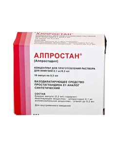 alprostadil - Alprostan concentrate d / pr solution for infusion 0.1 mg / 0.2 ml ampoules 10 pcs. texas Pharmacy Online - texas.buy-pharm.com