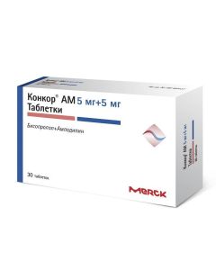 amlodipine, bisoprolol - Concor AM tablets 5 mg + 5 mg 30 pcs. texas Pharmacy Online - texas.buy-pharm.com