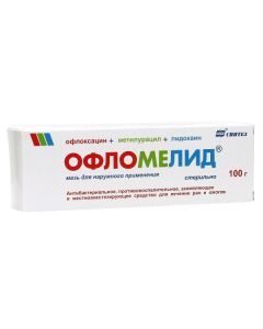 Ofloxacin, Methyluracilum, lidocaine - Oflomelid ointment, 100 g texas Pharmacy Online - texas.buy-pharm.com