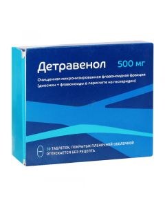 Purified micronized flavonoid fraction (diosmin, flavonoids in terms of hesperidin) - Detravenol tablets coated. 500 mg 30 pcs. texas Pharmacy Online - texas.buy-pharm.com
