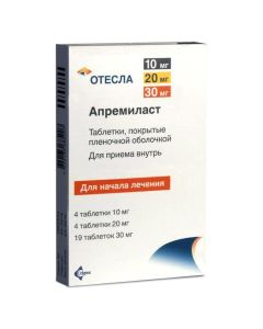 Apremylast - Concrete tablets are covered. 10 mg 4 pcs. + 20 mg 4 pcs. + (30 mg 5 pcs. + 30 mg 14 pcs.) 27 pcs. texas Pharmacy Online - texas.buy-pharm.com