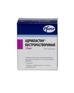 doxorubicin - Adriblastin quick-dissolving lyophilisate d / r for in / vessel. and in / bubble. enter 10 mg bottle 1 pc. texas Pharmacy Online - texas.buy-pharm.com