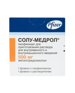 Methylprednisolone - Solu-Medrol lyophilizate d / pr.r-ra for v / ven. and v / mouse. enter 500 mg vials + solution 7.8 ml 1 pc. texas Pharmacy Online - texas.buy-pharm.com