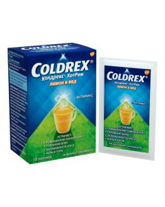 Paracetamol, phenylephrine, ascorbic acid - Coldrex HotRem with honey and lemon flavor sachets 5 g, 10 pcs. texas Pharmacy Online - texas.buy-pharm.com