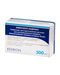 immunoglobulin man Antirhesus Rho (D) - Immunoro Kedrion lyof.d / prig. solution for v / m introduction. 300 mcg (1500ME) vial with r-le (water d / injection) 1 pc. texas Pharmacy Online - texas.buy-pharm.com