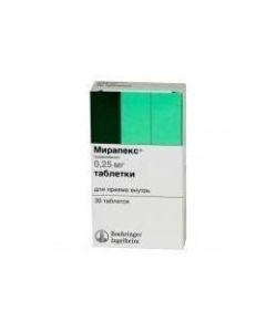 Pramypeksol - Mirapex tablets 0.25 mg, 30 pcs. texas Pharmacy Online - texas.buy-pharm.com