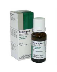 Ypratropyya bromide, fenoterol - Berodual inhalation solution 0.1%, 20 ml texas Pharmacy Online - texas.buy-pharm.com