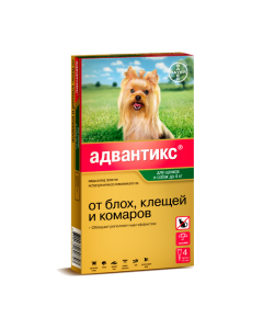Imidacloprid, permethrin - Advantix 40C drops at the withers for puppies and dogs up to 4 kg pipettes 4 pcs. texas Pharmacy Online - texas.buy-pharm.com