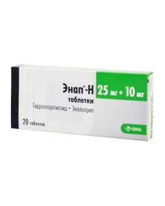 Hydrohlorotyazyd, enalapril - Enap-H tablets 25 mg + 10 mg 20 pcs. texas Pharmacy Online - texas.buy-pharm.com