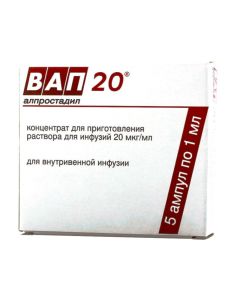 Alprostadil - VAP 20 concentrate for solution for infusion 20 Ојg / ml 1 ml ampoules 5 pcs. texas Pharmacy Online - texas.buy-pharm.com
