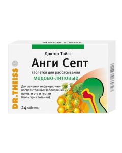Anethole, 2,4-dichlorobenzyl alcohol, Menthol, Peppermint. oil - Dr. Tayss Angi Sept tablets for resorption honey and lime 24 pcs. texas Pharmacy Online - texas.buy-pharm.com