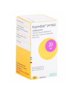 Nifedipine - Corinfar retard tablets are covered.pl.ob.prolong. action 20 mg 50 pcs. texas Pharmacy Online - texas.buy-pharm.com