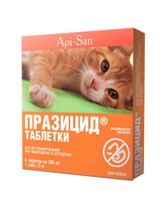 praziquantel, pyrantel - Prazicide tablets for cats 200 mg Api-San 6 pcs. (BET) texas Pharmacy Online - texas.buy-pharm.com