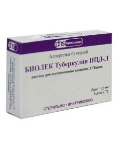 Allerhen bacteria - Tuberculin PPD-L Biolek r-Tuberculin PPD-L Biolek rr for in / leather. enter 2TE / dose (2TE / 0.1 ml) 1ml vial with 5 tuberculos. 1 spr. texas Pharmacy Online - texas.buy-pharm.com