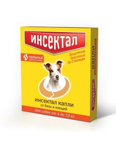 Fypronyl, pyroxifene p2productsfirofipro, pyriproxyfro - Insectal flea and tick drops for dogs from 4 to 10 kg 0.8 ml pipette 1 pc. (BET) texas Pharmacy Online - texas.buy-pharm.com
