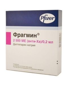 dalteparin sodium - Fragmin rr for in / ven.i p / leather. enter 2500 anti-Xa ME / 0.2 ml syringes 10 pcs. 10 pieces. texas Pharmacy Online - texas.buy-pharm.com