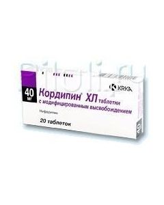 Nifedipine - Cordipine XL tablets ultra retard 40 mg, 20 pcs. texas Pharmacy Online - texas.buy-pharm.com