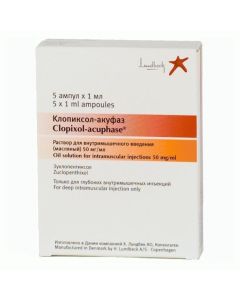 Zuklopentyksol - Clopixol-Akufaz solution in oil 50 mg / ml 1 ml 5 pcs. texas Pharmacy Online - texas.buy-pharm.com
