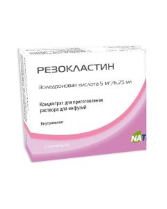 Zolendronovaya acid - Resoclastin concentrate for preparation of infusion for infusion vial 5 mg / 6.25 ml texas Pharmacy Online - texas.buy-pharm.com