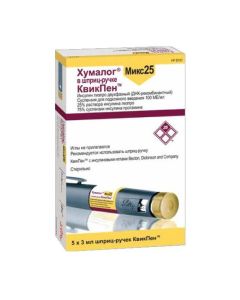 Insulin lyzpro dvuhfazn y - Humalog Mix 25 cartridges 100 IU / ml, 3 ml in Quick Pen syringe, 5 texas Pharmacy Online - texas.buy-pharm.com