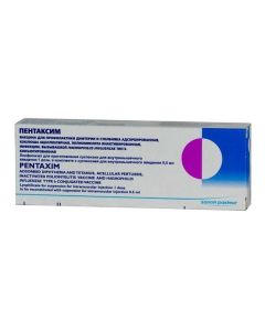 Vaccine for the prevention of diphtheria, pertussis a, polio, tetanus and infections Haemophilus Influenzae - Pentaxim (vaccine) lyophilisate d / pr. suspensions for w / mouse. enter 1 dose 0.5 ml vials 1 pc. texas Pharmacy Online - texas.buy-pharm.com