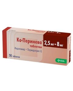 indapamide, Perindopril - Co-Perineva tablets 2.5 + 8 mg, 90 pcs texas Pharmacy Online - texas.buy-pharm.com